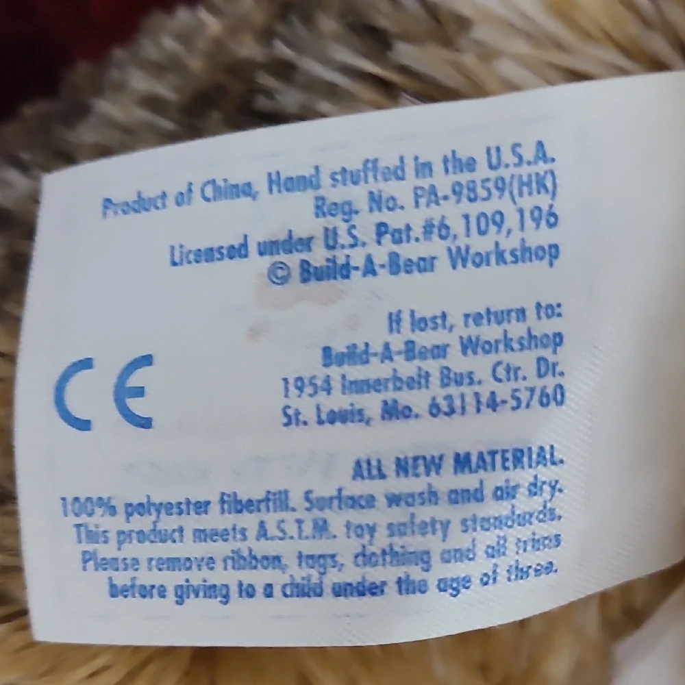Build a Bear Calico Heart Patch Adorable Brown and Cream Teddy Bear Plush
